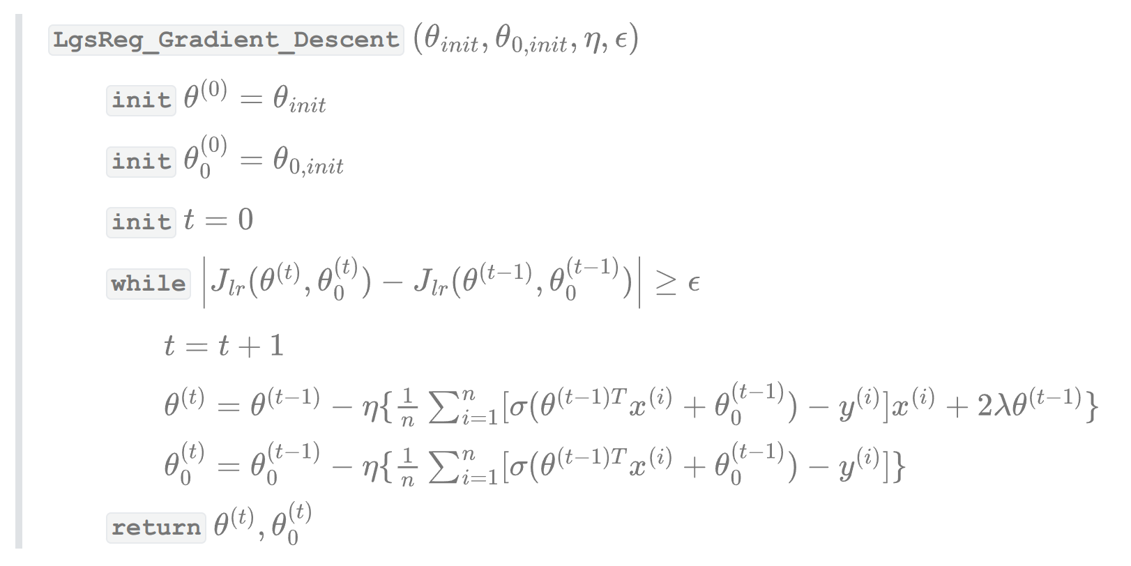 gradient descent for logistic regression
