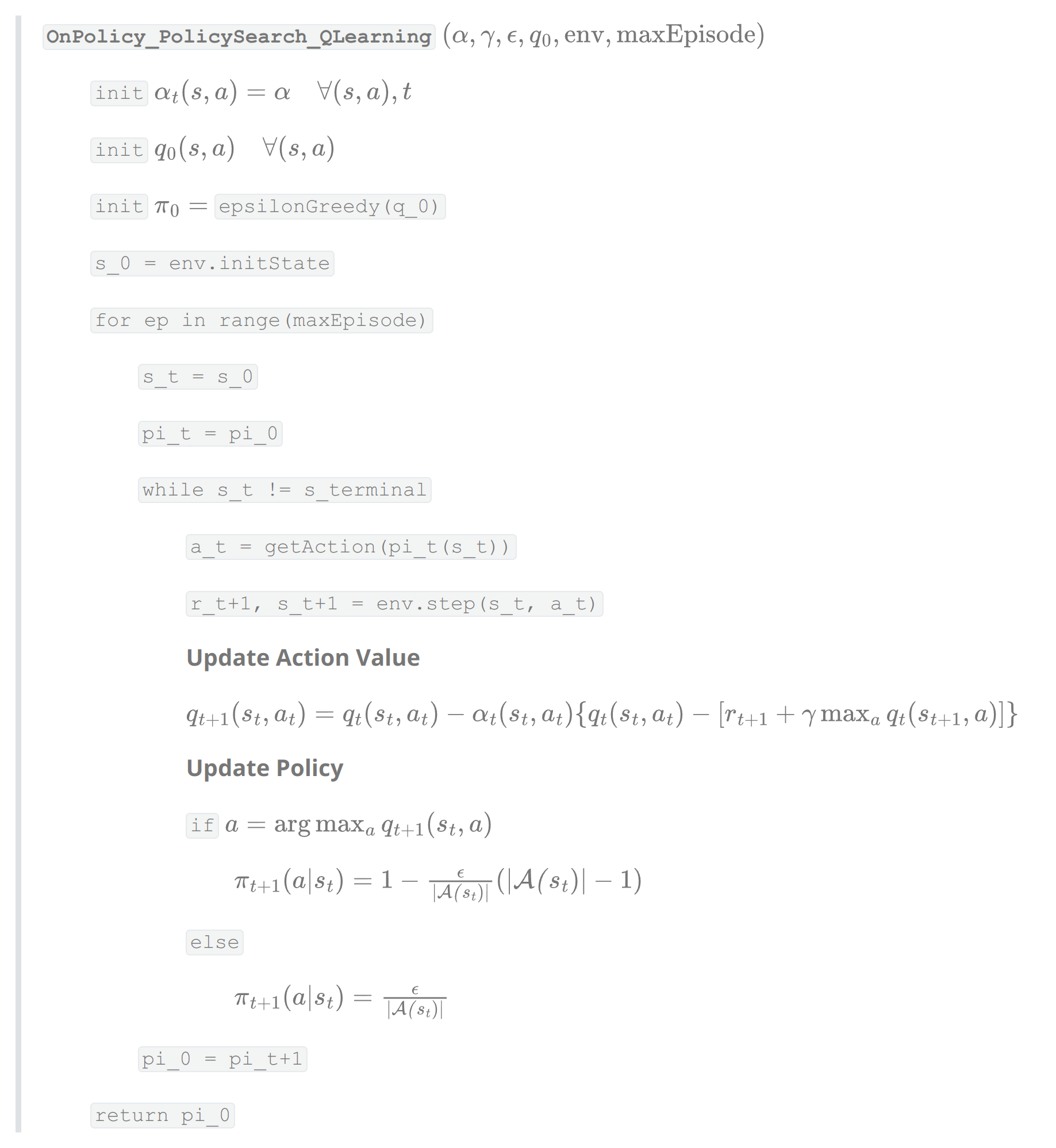 pseudo On-Policy QLearning