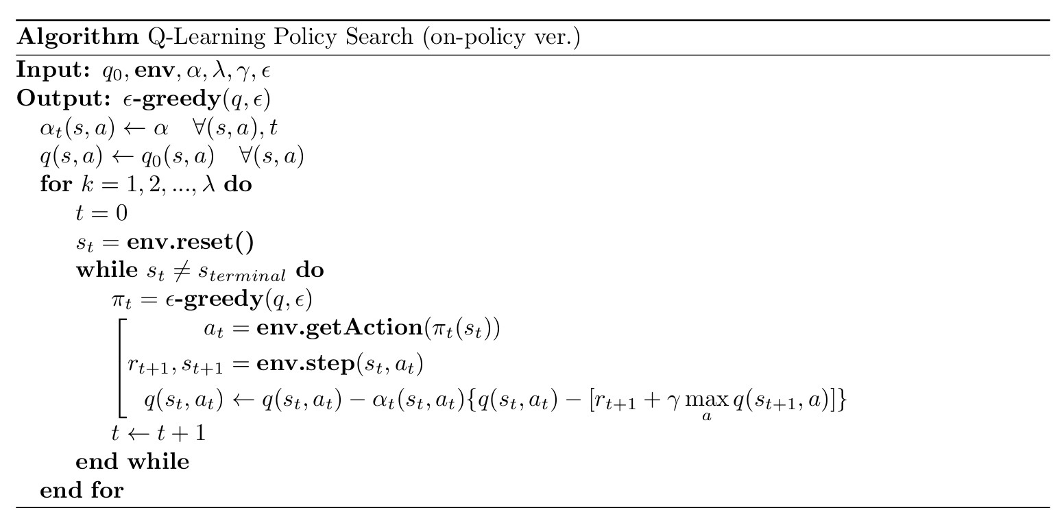 pseudo code q-learning on-policy